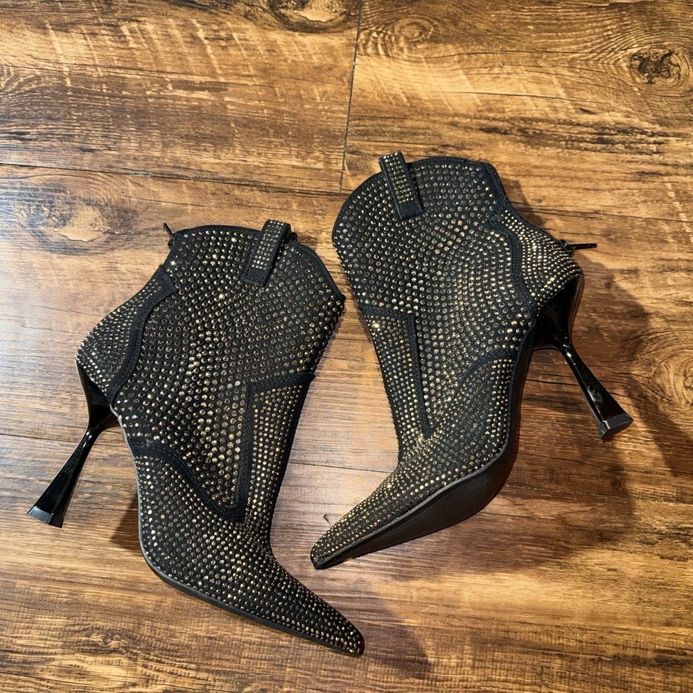I.N.C. Black Oaklynne Rhinestone Heeled Booties‎ Women's Size 7.5 NEW